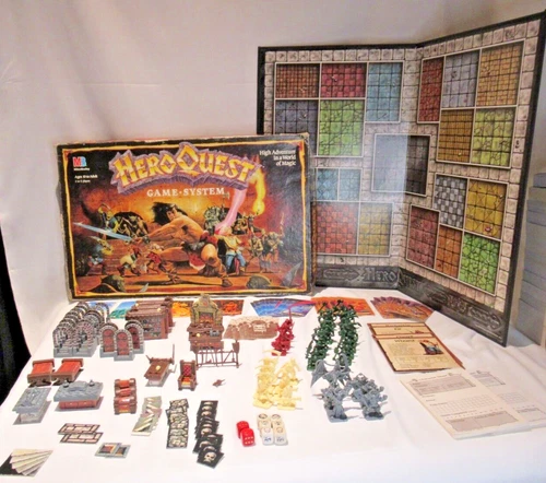 Vintage Hero Quest Board Game System Milton Bradley 1989 1990 Paperwork Complete
