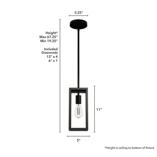 Hunter Squire Manor 1-Light Matte Black Island Mini Pendant Light - Picture 7 of 7