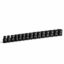 Capri Tools 3/8 in. Drive Shallow Impact Socket Set, 6-Point, Metric, 15-Piece