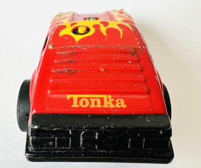 Tonka Race Car Red Yellow Flames Friction Drive Japan Vintage