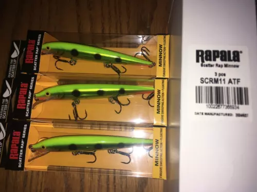 RAPALA SCATTER RAP MINNOW 11's==3 ANTI FREEZE COLORED FISHING LURES