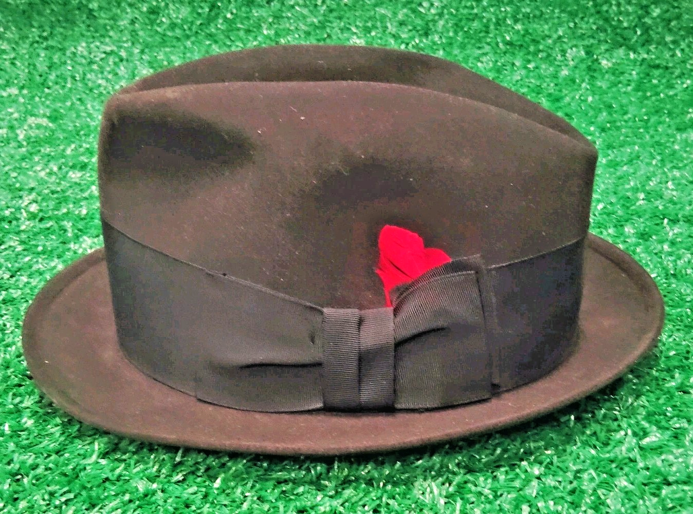 Vintage Knox Custom New York  Fedora Hat Men's Size 6 7/8 Black Bow Detail Lined