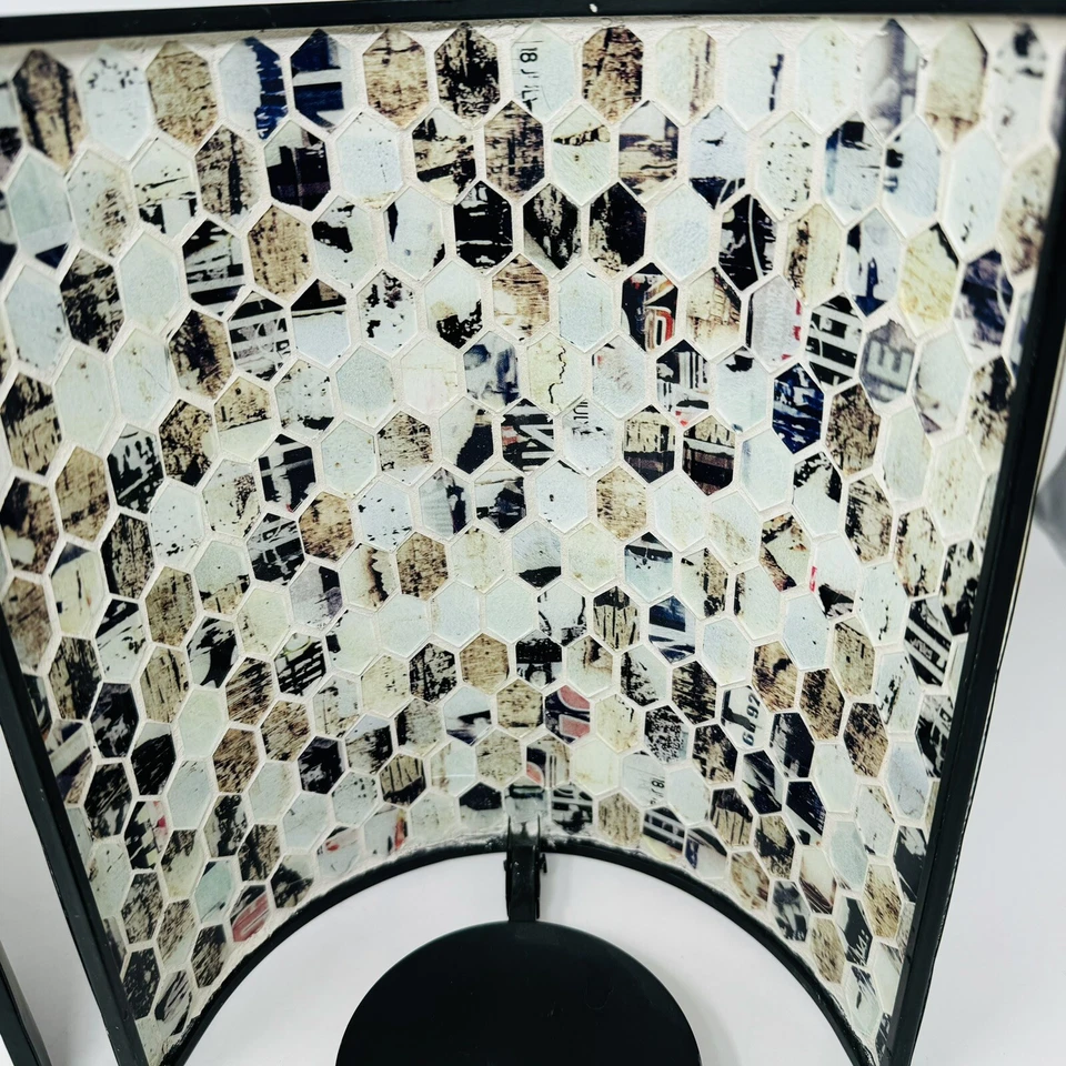 "Juego de 2 velas de pilar de mosaico medio redondo soporte 10x8"" montaje en pared/mesa" Foto 3 de 4