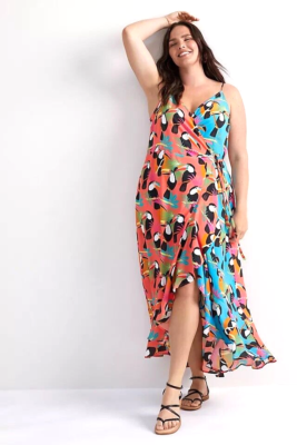 Farm Rio Toucans Wrap Dress Anthropologie Maxi Tropical Birds Blue Size S  NEW | eBay