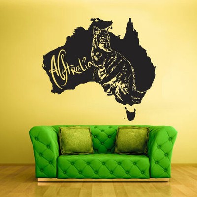 Wall Vinyl Sticker Decals Decor Australia Animal Map Kangaroo Z1718 - Australian Art Wall Decals Wall Vinyl Sticker Decals Decor Australia Animal Map Kangaroo Z1718 - Australian Art Wall Decals
