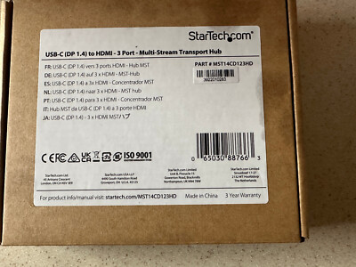 NEW Startech MST14CD123HD USB-C MST Hub HDMI Triple 4K 60Hz Windows Only