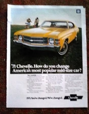 1971 Chevrolet Chevelle General Motors Corporation Print Ad 10.5 x 13.25