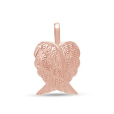 Angel Wings Pendant Delightful Heart 14K Rose Gold Plated Silver