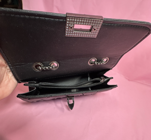 Y2K Look  Black Quilted Studded  Purse w/ Chain  Crossbody or Shoulder - Picture 9 of 11