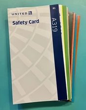 32 UNITED AIRLINES SAFETY CARDS SET