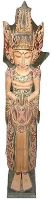 DEWI Legong Dancers Rama Sita PAIR wood statue from Bali Indonesia 39'' high Nat