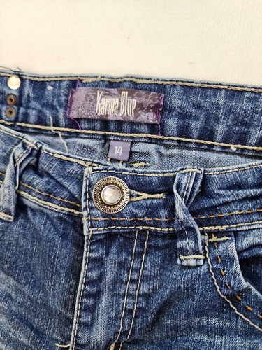 Karma Blue Shorts Girls 14 Denim Jean Blue Summer Flap Pockets Stretch - Picture 4 of 9
