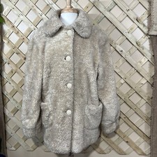 Vintage 80s Maria Dionisiou Olympia Fur Button Up Lined Coat Made In USA Sz L/XL