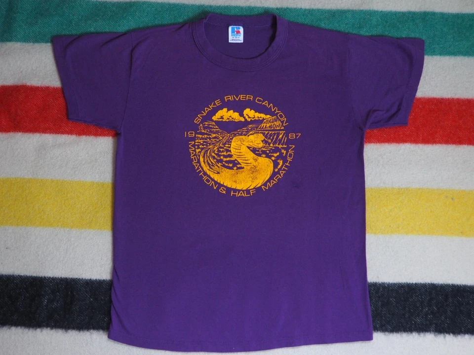 Camiseta De Colección Años 80 Russell Athletic 1987 Snake River Marathon Idaho Púrpura M Foto 2 de 4