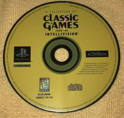 Intellivision Classic Video Games (SONY PlayStation PS1 1999) Yellow DISC  ONLY