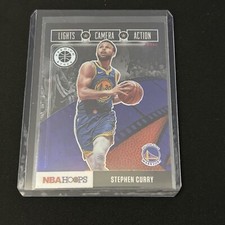 2019-20 Hoops Premium Stock STEPHEN CURRY Blue Holo Lights Camera Action Prizm