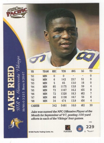 1999 Pacific Football Set Break - Cards #226-450 Pt.2 - 第 9/373 張圖片