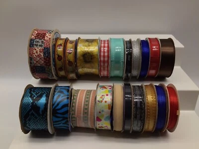 Lot Vintage Offray Ribbon Spools Lot 80's Crafting Sunflower Ladybug Patchwork - Image 1 of 3