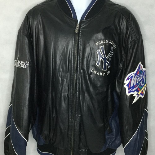 Vintage New York Yankees Leather Jacket Sz L 1999 World Series G-III Carl Banks