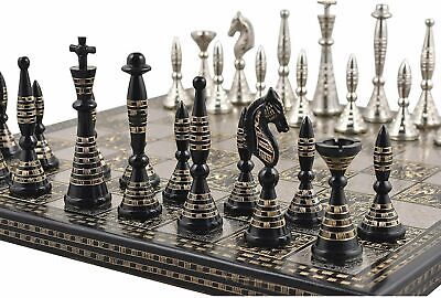 Details about   4.4" Russian Zagreb Brass Metal Luxury Chess Pieces only set Silver & Antique