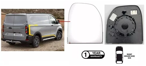 Ford Transit Custom 2022 To 2025 RIGHT SIDE Mirror Glass With Heated Base Plate