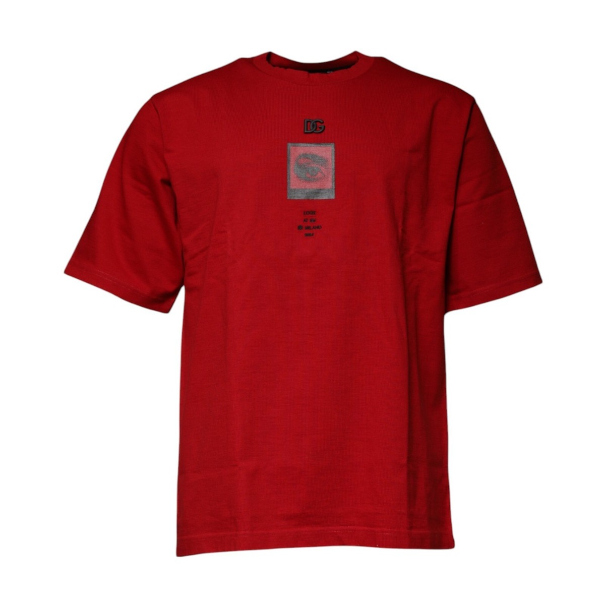 DOLCE & GABBANA T-shirt Red DG Eye Cotton Crew Neck Men IT44/US34