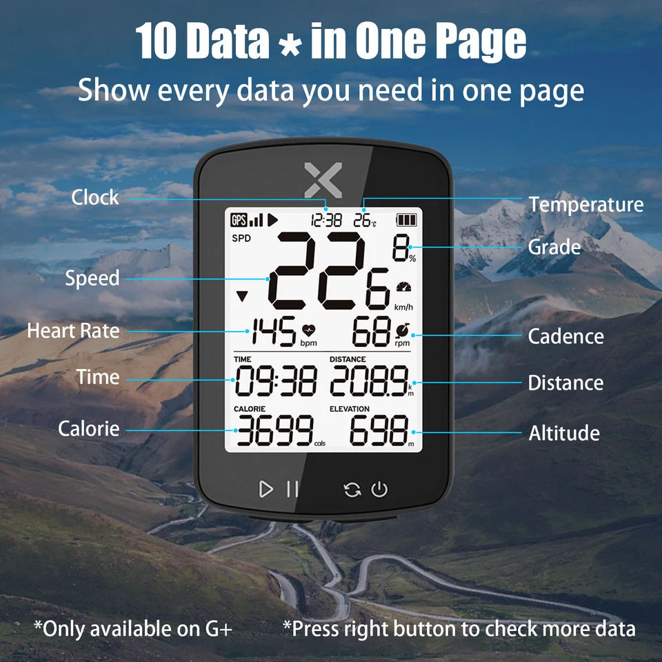 Bicycle GPS Wireless Computer Digital Speedometer Heart Rate Monitor w/Mount - Image 4 of 4