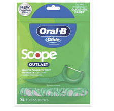 Oral-B Glide Floss Picks with Scope Outlast, 75 Ct Dental Floss Picks