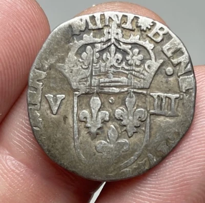 Monnaie Royale , Henri III , Huitième D’écu - Photo 1/2