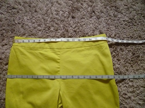 ^ MARKS & SPENCER - SIZE 14 S CROPPED CHARTREUSE (GREEN/YELLOW) STRETCH TROUSERS - Picture 9 of 14