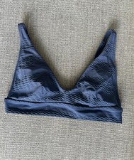 Aerie Women's M Navy Blue Scoop Bralette Wireless Textured Wave Print