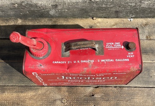 Vintage Jacobsen GAS Can 2 1/2 U.S. Gallons Fuel Mixture for Power Mowers USA - Picture 6 of 8