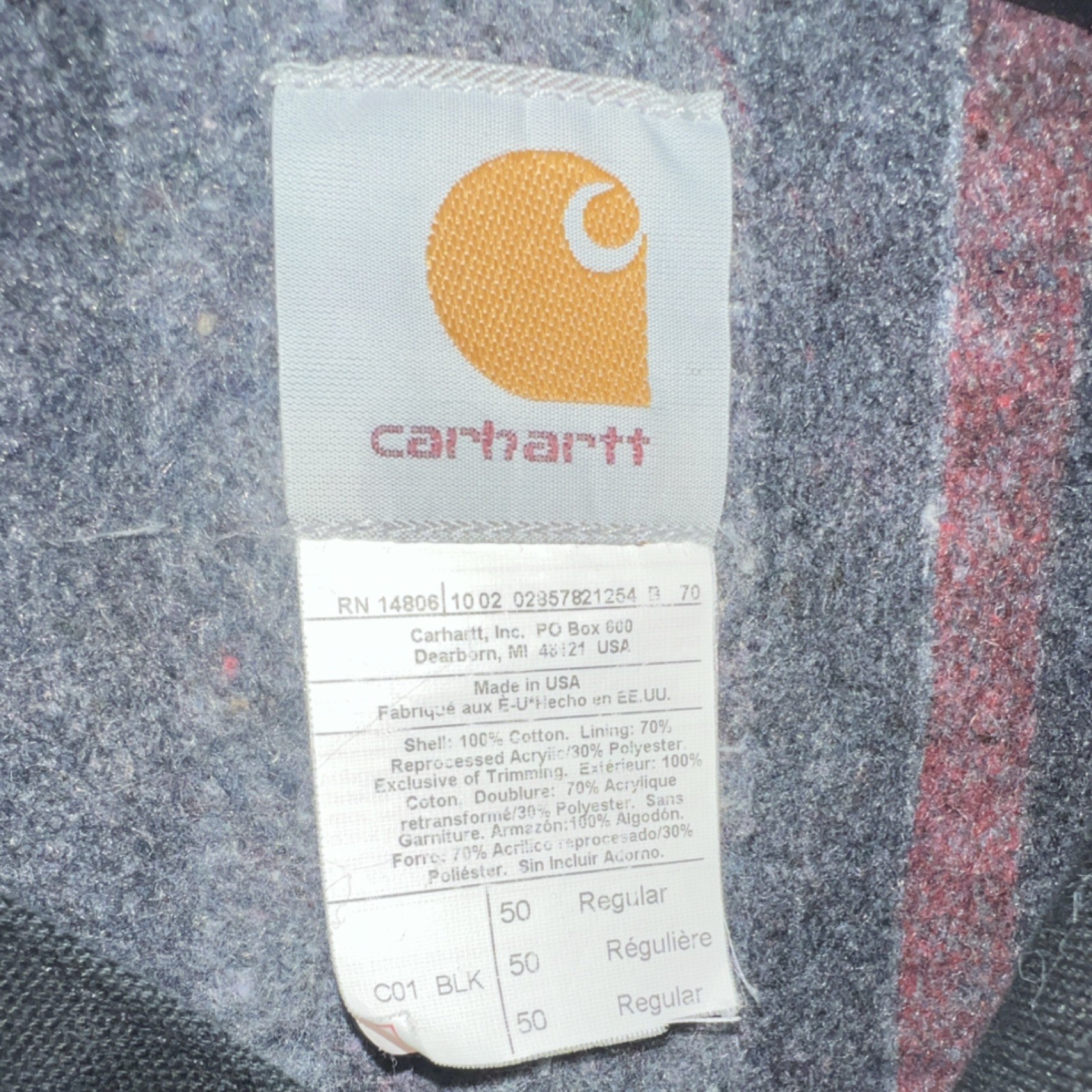 Carhartt Black Button Work Jacket Lined Collared … - image 2