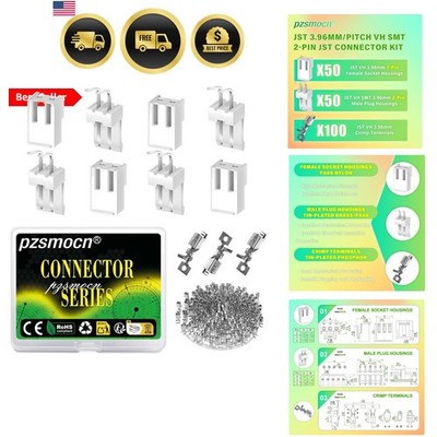 200 Pieces / 50 Sets JST VH SMT 3.96 mm Pitch 2 Pin Female Housing and Male A...