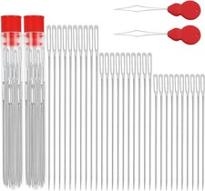 60 PCS Large Eye Hand Sewing Needles Set - 3 Sizes Leather Embroidery Thread Nee