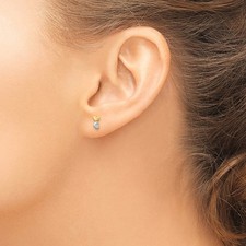 14k Two-tone Double Heart Childrens Post Earrings Kids Love Gift