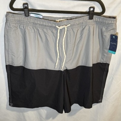 Trinity Coast Mens Black & White Color Block Swim Trunks Tall Size - Size 2XLT