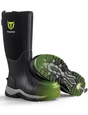 Work Boots Puncture-Proof with Steel Toe & Shank, Waterproof Anti Slip Rubber