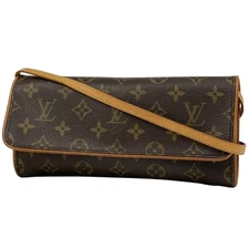 Louis Vuitton Monogram Pochette Twin GM 2-Way Clutch Shoulder Bag Brown #BS2056