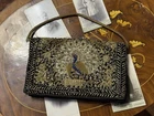 Vintage 30s 40s Zardozi Embroidered Peacock Velvet Bag Handbag Purse Boho Clutch