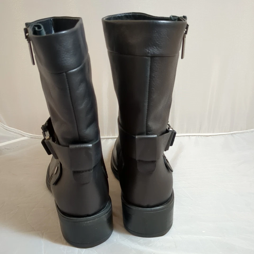 Bota de Moto Aquatalia Sami de Cuero Entrecruzado Hebilla Media Pantorrilla Talla 8.5 NUEVA CON ETIQUETAS NUEVA Foto 4 de 4