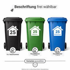 Mülltonnen Aufkleber Hausnummer Name oder Straße – Wunschtext – wetterfest