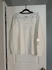 ELLE  XXL White LS Pullover Sweater. New With Tags. 