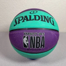 Spalding NBA Varsity 28.5 Mid Size Outdoor Basketball Green Purple Size 6 Womens