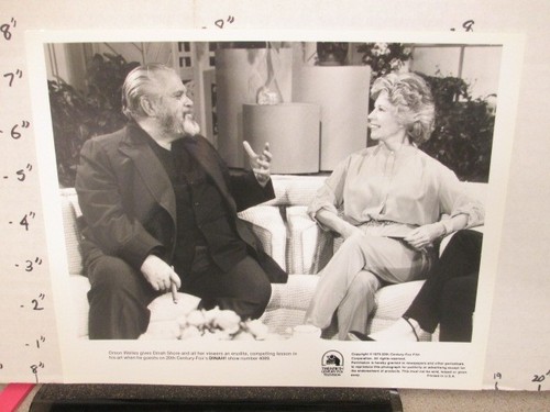 DINAH SHORE TV show promo photo 1970s Orson Welles fat cigar