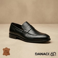 Handcrafted Black Genuine Leather Penny Loafers - Luxury Formal Slip-On Mens Sho