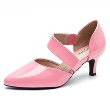 Peijely Women's Pointed Toe Kitten Heel Pumps, Elastic Strap Dress Shoes, Slip