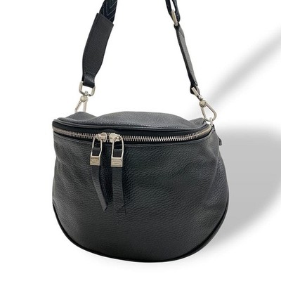Arcadia Black Leather Shoulder Bag Unisex Y2K Authentic AA Condition