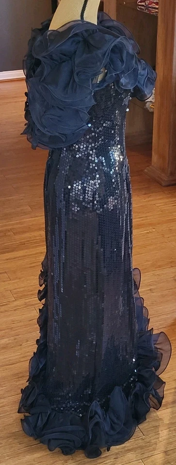 Alyce Designs Vintage 80s Black Sequined Full Length Formal Size 12 - Image 2 of 4