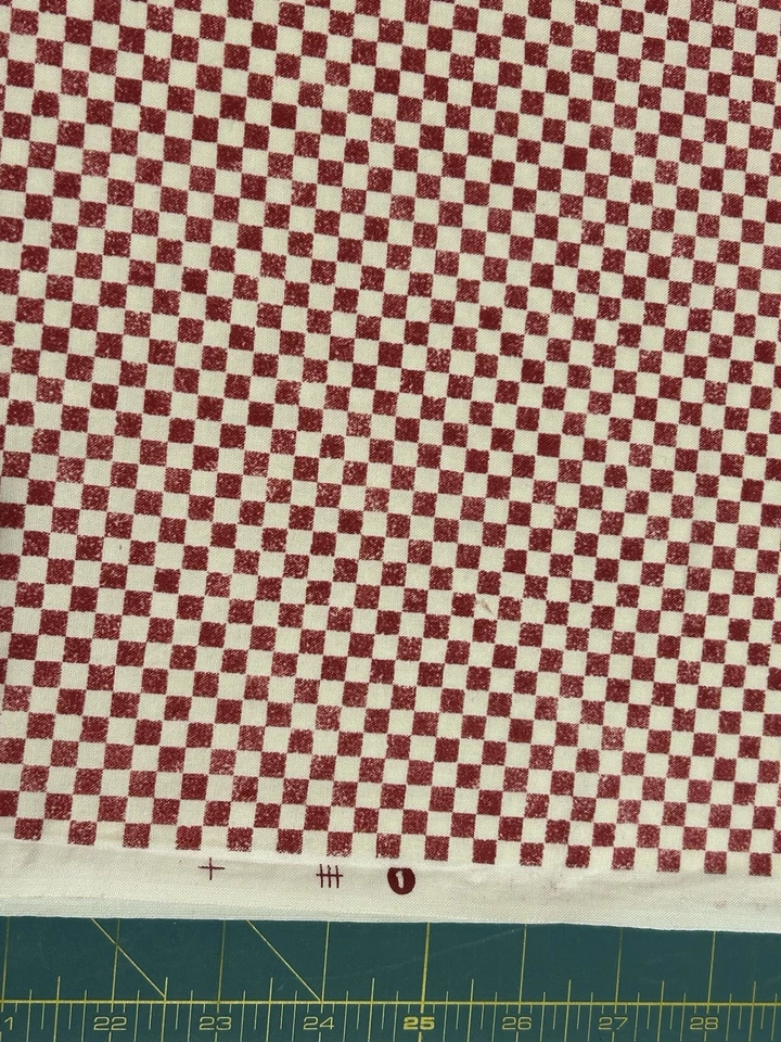 Tela roja crema a cuadros Timeless Treasures por acolchado costura #HEN C-6817 Foto 3 de 4
